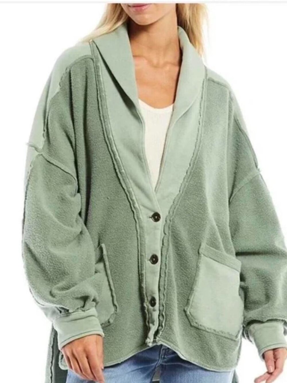 Free People Jordan Slouchy Reversed Fleece Jacket